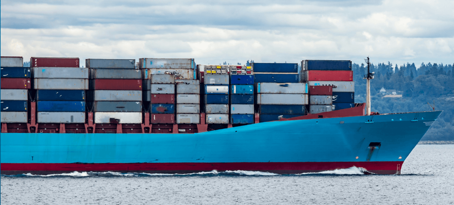 Container ship loaded with cargo